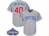 Youth Majestic Chicago Cubs #40 Willson Contreras Authentic Grey Road 2016 World Series Champions Cool Base MLB Jersey