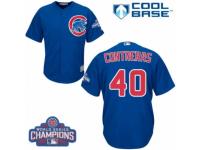 Youth Majestic Chicago Cubs #40 Willson Contreras Authentic Royal Blue Alternate 2016 World Series Champions Cool Base MLB Jersey