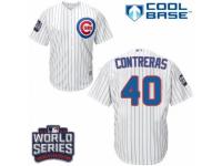 Youth Majestic Chicago Cubs #40 Willson Contreras Authentic White Home 2016 World Series Bound Cool Base MLB Jersey