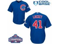 Youth Majestic Chicago Cubs #41 John Lackey Authentic Royal Blue Alternate 2016 World Series Champions Cool Base MLB Jersey