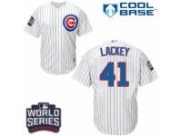 Youth Majestic Chicago Cubs #41 John Lackey Authentic White Home 2016 World Series Bound Cool Base MLB Jersey