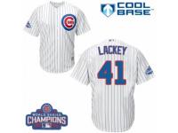 Youth Majestic Chicago Cubs #41 John Lackey Authentic White Home 2016 World Series Champions Cool Base MLB Jersey