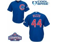 Youth Majestic Chicago Cubs #44 Anthony Rizzo Authentic Royal Blue Alternate 2016 World Series Champions Cool Base MLB Jersey