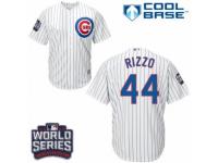 Youth Majestic Chicago Cubs #44 Anthony Rizzo Authentic White Home 2016 World Series Bound Cool Base MLB Jersey