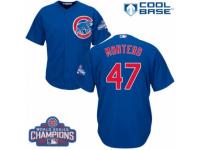 Youth Majestic Chicago Cubs #47 Miguel Montero Authentic Royal Blue Alternate 2016 World Series Champions Cool Base MLB Jersey