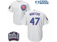 Youth Majestic Chicago Cubs #47 Miguel Montero Authentic White Home 2016 World Series Bound Cool Base MLB Jersey