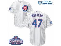 Youth Majestic Chicago Cubs #47 Miguel Montero Authentic White Home 2016 World Series Champions Cool Base MLB Jersey