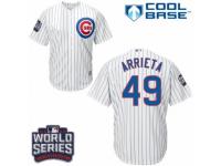 Youth Majestic Chicago Cubs #49 Jake Arrieta Authentic White Home 2016 World Series Bound Cool Base MLB Jersey