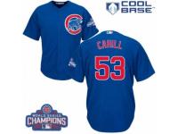 Youth Majestic Chicago Cubs #53 Trevor Cahill Authentic Royal Blue Alternate 2016 World Series Champions Cool Base MLB Jersey