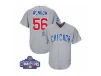 Youth Majestic Chicago Cubs #56 Hector Rondon Authentic Grey Road 2016 World Series Champions Cool Base MLB Jersey