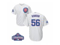 Youth Majestic Chicago Cubs #56 Hector Rondon Authentic White Home 2016 World Series Champions Cool Base MLB Jersey