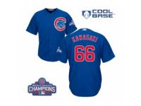 Youth Majestic Chicago Cubs #66 Munenori Kawasaki Authentic Royal Blue Alternate 2016 World Series Champions Cool Base MLB Jersey