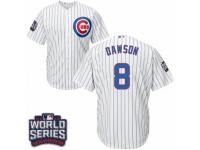 Youth Majestic Chicago Cubs #8 Andre Dawson Authentic White Home 2016 World Series Bound Cool Base MLB Jersey