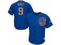 Youth Majestic Chicago Cubs #9 Javier Baez Royal Blue 2017 Gold Champion Cool Base MLB Jersey