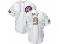 Youth Majestic Chicago Cubs #9 Javier Baez White 2017 Gold Program Cool Base MLB Jersey