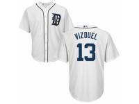 Youth Majestic Detroit Tigers #13 Omar Vizquel Authentic White Home Cool Base MLB Jersey