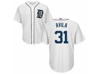 Youth Majestic Detroit Tigers #31 Alex Avila Authentic White Home Cool Base MLB Jersey