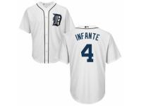 Youth Majestic Detroit Tigers #4 Omar Infante Authentic White Home Cool Base MLB Jersey