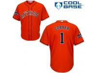 Youth Majestic Houston Astros #1 Carlos Correa Replica Orange Alternate 2017 World Series Champions Cool Base MLB Jersey