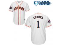 Youth Majestic Houston Astros #1 Carlos Correa Replica White Home 2017 World Series Champions Cool Base MLB Jersey