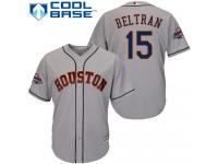 Youth Majestic Houston Astros #15 Carlos Beltran Authentic Grey Road 2017 World Series Champions Cool Base MLB Jersey