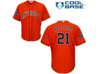 Youth Majestic Houston Astros #21 Andy Pettitte Authentic Orange Alternate 2017 World Series Champions Cool Base MLB Jersey