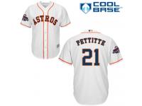 Youth Majestic Houston Astros #21 Andy Pettitte Authentic White Home 2017 World Series Champions Cool Base MLB Jersey