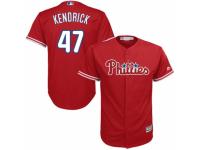 Youth Majestic Philadelphia Phillies #47 Howie Kendrick Authentic Red Alternate Cool Base MLB Jersey