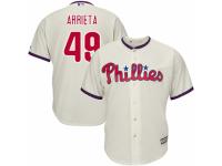 Youth Majestic Philadelphia Phillies #49 Jake Arrieta Cream Alternate Cool Base MLB Jersey