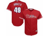 Youth Majestic Philadelphia Phillies #49 Jake Arrieta Red Alternate Cool Base MLB Jersey