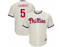 Youth Majestic Philadelphia Phillies #5 Michael Saunders Authentic Cream Alternate Cool Base MLB Jersey