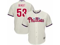 Youth Majestic Philadelphia Phillies #53 Joaquin Benoit Authentic Cream Alternate Cool Base MLB Jersey