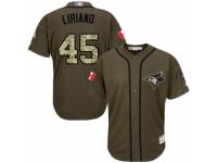 Youth Majestic Toronto Blue Jays #45 Francisco Liriano Green Salute to Service MLB Jersey