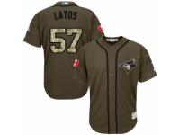 Youth Majestic Toronto Blue Jays #57 Mat Latos Green Salute to Service MLB Jersey