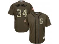 Youth Mariners #34 Felix Hernandez Green Salute to Service Stitched Baseball Jersey