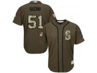 Youth Mariners #51 Ichiro Suzuki Green Salute to Service Stitched Baseball Jersey