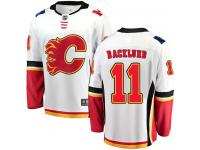 Youth NHL Calgary Flames #11 Mikael Backlund Breakaway Away Jersey White