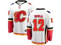 Youth NHL Calgary Flames #12 Jarome Iginla Breakaway Away Jersey White