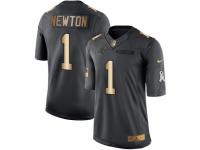 Youth Nike Carolina Panthers #1 Cam Newton Limited Black Gold Salute to Service NFL Jersey