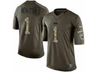 Youth Nike Carolina Panthers #1 Cam Newton Limited Green Salute to Service NFL Jersey