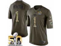 Youth Nike Carolina Panthers #1 Cam Newton Limited Green Salute to Service Super Bowl L NFL Jersey