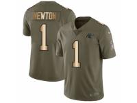 Youth Nike Carolina Panthers #1 Cam Newton Limited Olive/Gold 2017 Salute to Service NFL Jersey