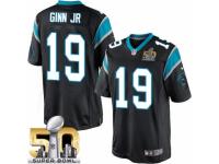 Youth Nike Carolina Panthers #19 Ted Ginn Jr Limited Black Team Color Super Bowl L NFL Jersey