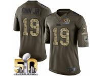 Youth Nike Carolina Panthers #19 Ted Ginn Jr Limited Green Salute to Service Super Bowl 50 Bound NFL Jersey