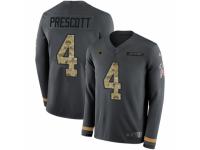 Youth Nike Dallas Cowboys #4 Dak Prescott Limited Black Salute to Service Therma Long Sleeve NFL Jersey