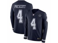 Youth Nike Dallas Cowboys #4 Dak Prescott Limited Navy Blue Therma Long Sleeve NFL Jersey