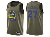 Youth Nike Golden State Warriors #27 Zaza Pachulia Swingman Green Salute to Service NBA Jersey