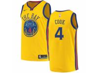 Youth Nike Golden State Warriors #4 Quinn Cook  Gold NBA Jersey - City Edition
