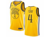 Youth Nike Golden State Warriors #4 Quinn Cook Yellow  Jersey - Earned Edition
