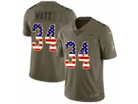 Youth Nike Los Angeles Chargers #34 Derek Watt Limited Olive/USA Flag 2017 Salute to Service NFL Jersey